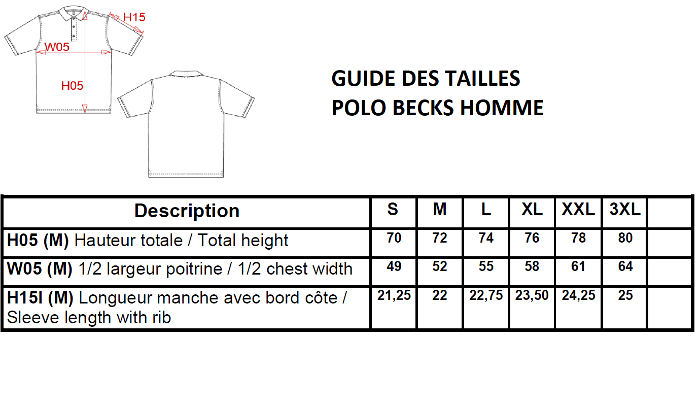 Guide des 2024 tailles polo